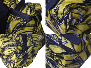 極美品 PRADA プラダ リュック デイパック ヴェラ バナナ柄 イエロー ナイロン レザー 1BZ811 中古 59560 