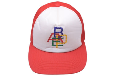 A BATHING APE アベイシングエイプ ラインストーン ロゴ メッシュキャップ レッド ホワイト 美品 中古 59573 