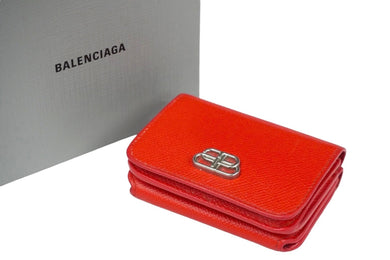 BALENCIAGA バレンシアガ 三つ折り財布 コンパクトウォレット 601387 0OTXN 6406 BBロゴ レッド 美品 中古 59575
