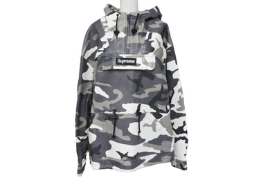 Supreme シュプリーム レザーアノラックジャケット 2019年羊革ポリエステル グレー ホワイト サイズM 美品 中古 59582 