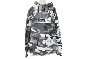 Supreme シュプリーム レザーアノラックジャケット 2019年羊革ポリエステル グレー ホワイト サイズM 美品 中古 59582 