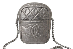 CHANEL シャネル チェーン ショルダーバッグ ポシェット シルバー 12番台 ココマーク レザー 美品 中古 59603