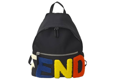 FENDI フェンディ リュック バックパック ブラック ボアロゴ ナイロン 7VZ012・5PN 4 良品 中古 59624 