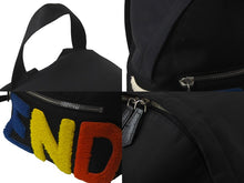 画像をギャラリービューアに読み込む, FENDI フェンディ リュック バックパック ブラック ボアロゴ ナイロン 7VZ012・5PN 4 良品 中古 59624 