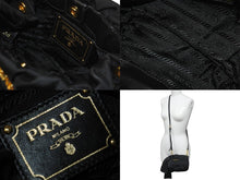 画像をギャラリービューアに読み込む, PRADA プラダ ミニショルダーバッグ サイドリボン ナイロン ブラック ゴールド金具 ロゴ BT0705 美品 中古 59625 