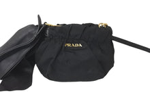 画像をギャラリービューアに読み込む, PRADA プラダ ミニショルダーバッグ サイドリボン ナイロン ブラック ゴールド金具 ロゴ BT0705 美品 中古 59625 