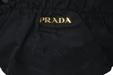 画像をギャラリービューアに読み込む, PRADA プラダ ミニショルダーバッグ サイドリボン ナイロン ブラック ゴールド金具 ロゴ BT0705 美品 中古 59625 