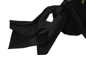 PRADA プラダ ミニショルダーバッグ サイドリボン ナイロン ブラック ゴールド金具 ロゴ BT0705 美品 中古 59625 