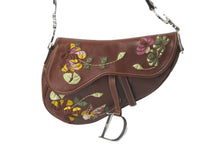 Load image into Gallery viewer, Christian Dior クリスチャンディオール ショルダーバッグ サドルバッグ ブラウン 刺繍 レザー シルバー金具 59636