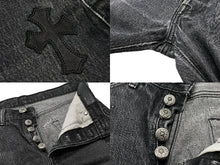 Load image into Gallery viewer, CHROME HEARTS クロムハーツ リーバイス 501 セメタリークロスパッチ ブラックデニムパンツ 30インチ 美品 中古 59638