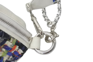 CHANEL シャネル ウエストバッグ ボディバッグ 2017年春夏 A93842 24番台 ツイード ラムスキン ホワイト シルバー金具 美品 中古 59651