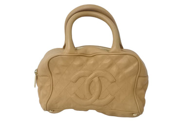 CHANEL シャネル ハンドバッグ キルティング ココマーク A20997 8番台 2003 キャビアスキン ベージュ ゴールド金具 良品 中古 59670