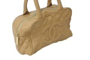 CHANEL シャネル ハンドバッグ キルティング ココマーク A20997 8番台 2003 キャビアスキン ベージュ ゴールド金具 良品 中古 59670