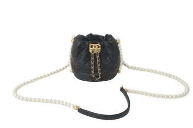 CHANEL シャネル パール ミニショルダーバック AS2529 BO5543 94305 31番台 21SS ブラック ゴールド金具 美品 中古 59671