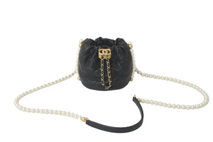 CHANEL シャネル パール ミニショルダーバック AS2529 BO5543 94305 31番台 21SS ブラック ゴールド金具 美品 中古 59671