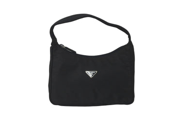 PRADA プラダショルダーバッグ プラダスポーツ アクセサリーポーチ 三角ロゴプレート MV515 ナイロン ブラック 美品 中古 59680 