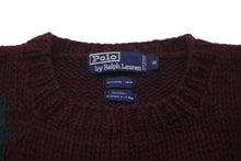 画像をギャラリービューアに読み込む, RALPH LAUREN ラルフローレン ニットセーター ウール100% 犬柄 ワインレッド グリーン Sサイズ 美品 中古 59700
