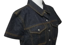 Load image into Gallery viewer, CHANEL シャネル ジャケット デニム 半袖 ネイビー ココマークボタン コットン サイズ40 P07721V05664 美品 中古 59727
