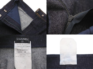 CHANEL シャネル ショートパンツ スカート ココマーク デニム ネイビー コットン サイズ40 P07818V05664 美品 中古 59736