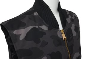A BATHING APE アベイシングエイプ CARHARTT カーハート ベスト ダック 1ST CAMO ブラック サイズL 美品 中古 59740 