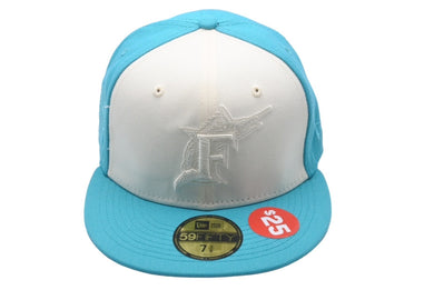 新品未使用 NEW ERA Florida Marlins ニューエラ フロリダマーリンズ キャップ ブルー アイボリー グレーブリム 7 3/8 中古 59749