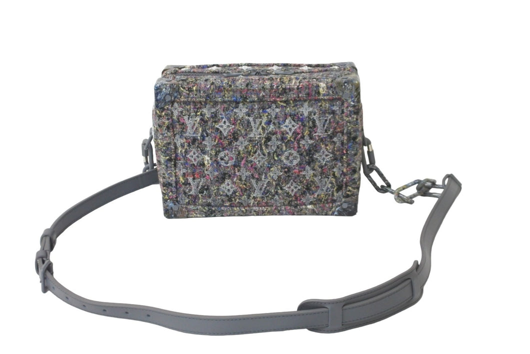 新品同様 LOUIS VUITTON ルイヴィトン リサイクル ヴァージル ツイード ソフトトランク ショルダーバッグ グレー マルチ M58741 中古 59780