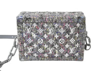 Load image into Gallery viewer, 新品同様 LOUIS VUITTON ルイヴィトン リサイクル ヴァージル ツイード ソフトトランク ショルダーバッグ グレー マルチ M58741 中古 59780