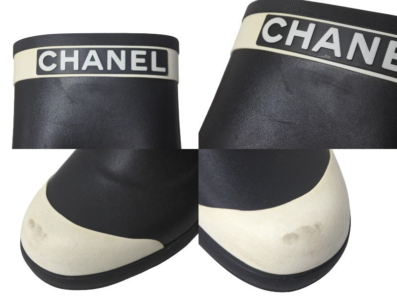CHANEL シャネル レインブーツ ココマーク ロゴ バイカラー