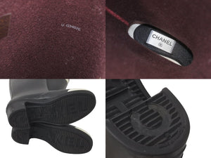 CHANEL シャネル レインブーツ ココマーク ロゴ バイカラー ブラック ホワイト ラバー サイズ36 U G34076 美品 中古 59809