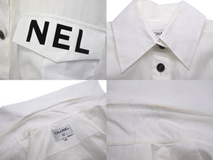 CHANEL シャネル ショート丈 半袖シャツ ココボタン ココマーク ホワイト コットン 19SS サイズ38 P61148V38915 美品 中古 59817
