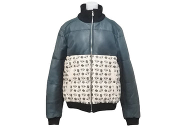 Billionaire Boys Club ビリオネアボーイズクラブ レザーダウンジャケット グリーン ホワイト サイズL 良品 中古 59842