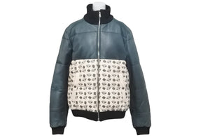 Billionaire Boys Club ビリオネアボーイズクラブ レザーダウンジャケット グリーン ホワイト サイズL 良品 中古 59842