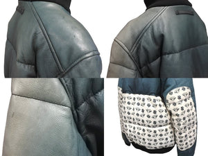 Billionaire Boys Club ビリオネアボーイズクラブ レザーダウンジャケット グリーン ホワイト サイズL 良品 中古 59842