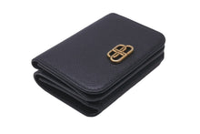 Load image into Gallery viewer, BALENCIAGA バレンシアガ 三つ折り財布 ミニウォレット BB ロゴ ブラック 601387 レザー ゴールド金具 良品 中古 59848