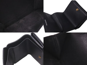 BALENCIAGA バレンシアガ 三つ折り財布 ミニウォレット BB ロゴ ブラック 601387 レザー ゴールド金具 良品 中古 59848
