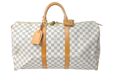 LOUIS VUITTON ルイヴィトン ボストンバッグ キーポル50 ダミエアズール N41430 ホワイト 美品 中古 59856