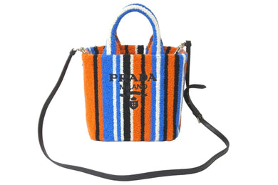極美品 PRADA プラダ RICAMO BAIADERA 2WAY ハンドバッグ 1BA343 ショルダーバッグ ロゴ エンブロイダリー マルチカラー 中古 59858 