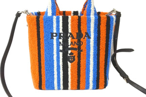 極美品 PRADA プラダ RICAMO BAIADERA 2WAY ハンドバッグ 1BA343 ショルダーバッグ ロゴ エンブロイダリー マルチカラー 中古 59858 