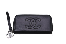 Load image into Gallery viewer, 極美品 CHANEL シャネル カードケース ココマーク ワイルドステッチ 10番台 レザー ブラック シルバー金具 中古 59879