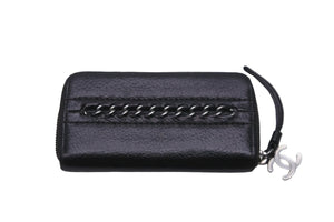 極美品 CHANEL シャネル カードケース ココマーク ワイルドステッチ 10番台 レザー ブラック シルバー金具 中古 59879