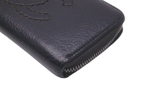 極美品 CHANEL シャネル カードケース ココマーク ワイルドステッチ 10番台 レザー ブラック シルバー金具 中古 59879