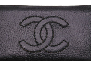 極美品 CHANEL シャネル カードケース ココマーク ワイルドステッチ 10番台 レザー ブラック シルバー金具 中古 59879