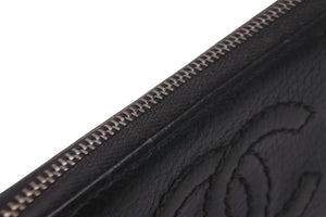 極美品 CHANEL シャネル カードケース ココマーク ワイルドステッチ 10番台 レザー ブラック シルバー金具 中古 59879