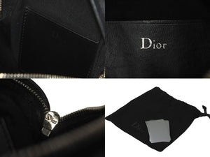 DIOR HOMME ディオール オム ポーチ 小物入れ レザー ブラック ホワイト レッド カラビナ シルバー金具 美品 中古 59883