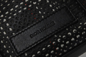 DIOR HOMME ディオール オム ポーチ 小物入れ レザー ブラック ホワイト レッド カラビナ シルバー金具 美品 中古 59883