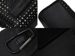 DIOR HOMME ディオール オム ポーチ 小物入れ レザー ブラック ホワイト レッド カラビナ シルバー金具 美品 中古 59883