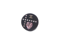 Load image into Gallery viewer, 極美品 CHANEL シャネル ピアス ココマーク ハートラインストーン 丸 ブラック シルバー金具 04P 中古 59927