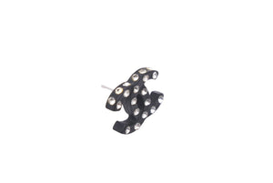 CHANEL シャネル ピアス ココマーク ラインストーン ブラック シルバー金具 04A 美品 中古 59931