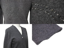 Load image into Gallery viewer, 極美品 Lucien Pellat-Finet ルシアンペラフィネ カシミヤ スカル ラインストーン カーディガン グレー サイズS 中古 59948