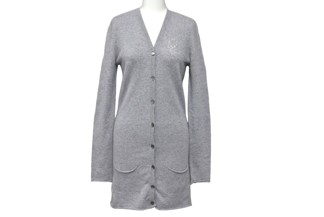 極美品 Lucien Pellat-Finet ルシアンペラフィネ カーディガン ハート スワロフスキー グレー カシミヤ サイズS 中古 59950